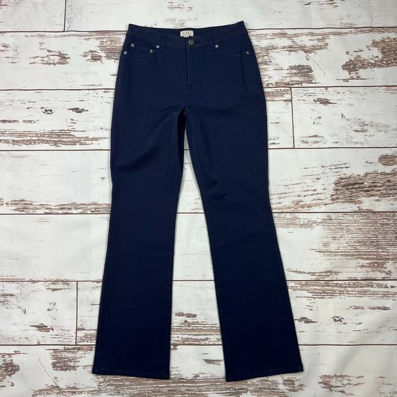 LOGO by Lori Goldstein Women's Boot Cut Jeans - Dark Blue - Picture 3 of 11